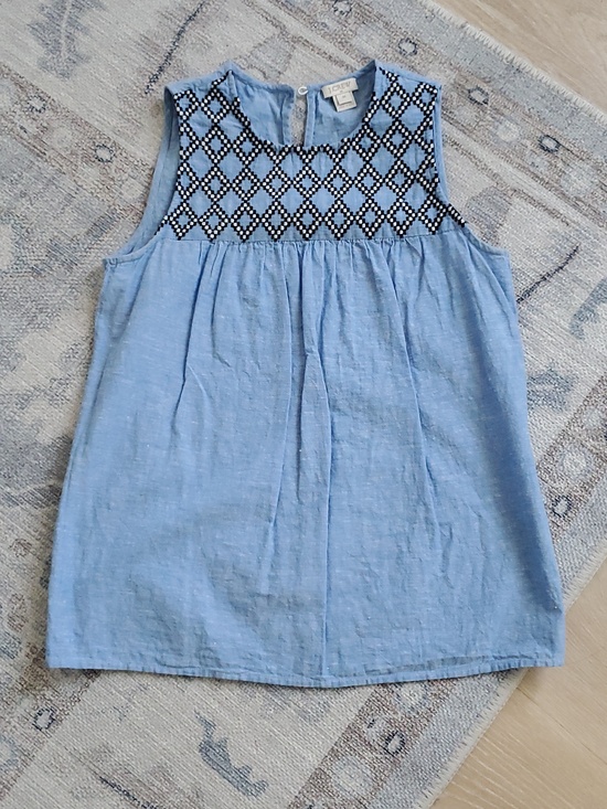 J. Crew Linen Cotton Embroidered Shift Tank Sz00 - Picture 4 of 10